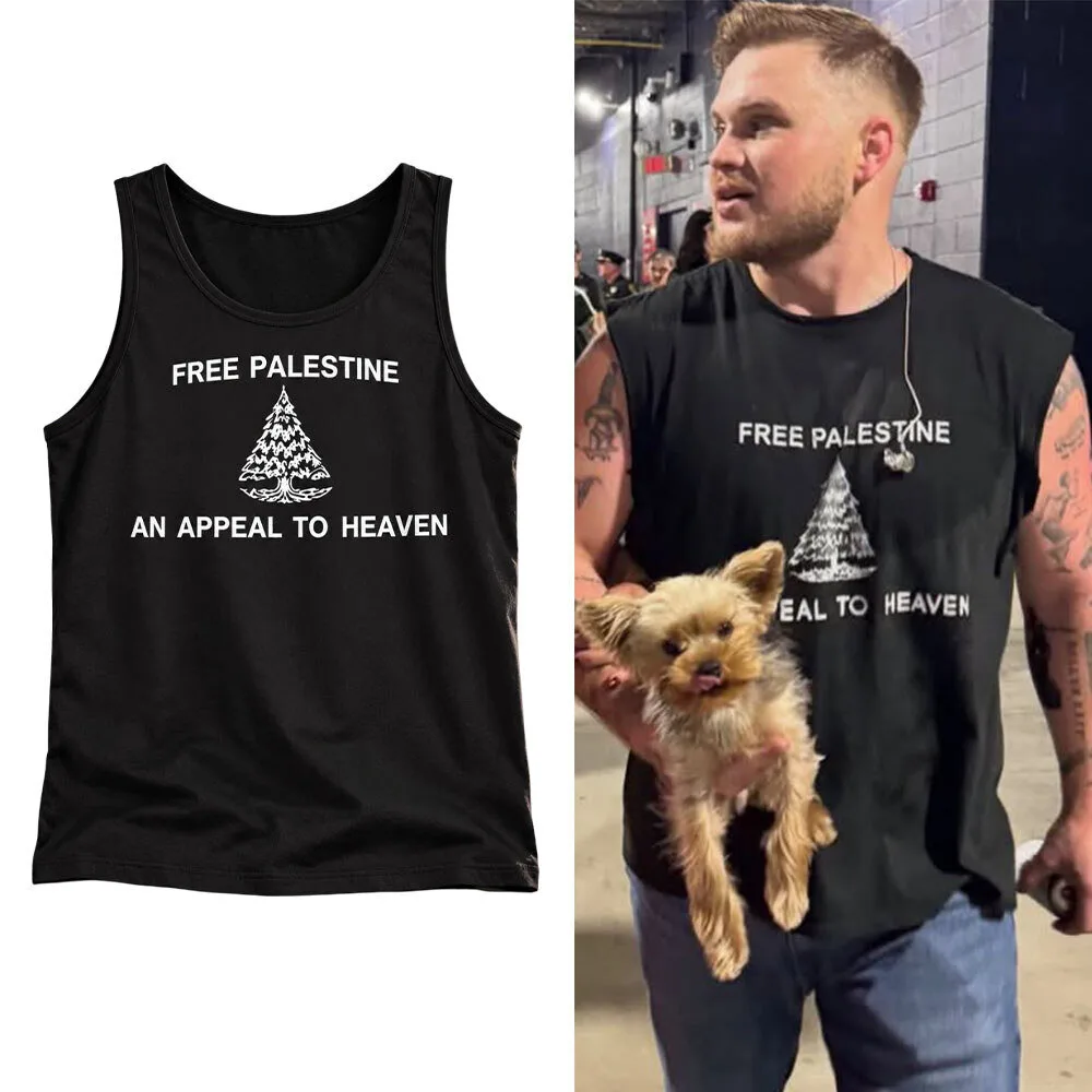 Zach Bryan Wear Free Palestine Tank Top Shirt At Gillette Stadium